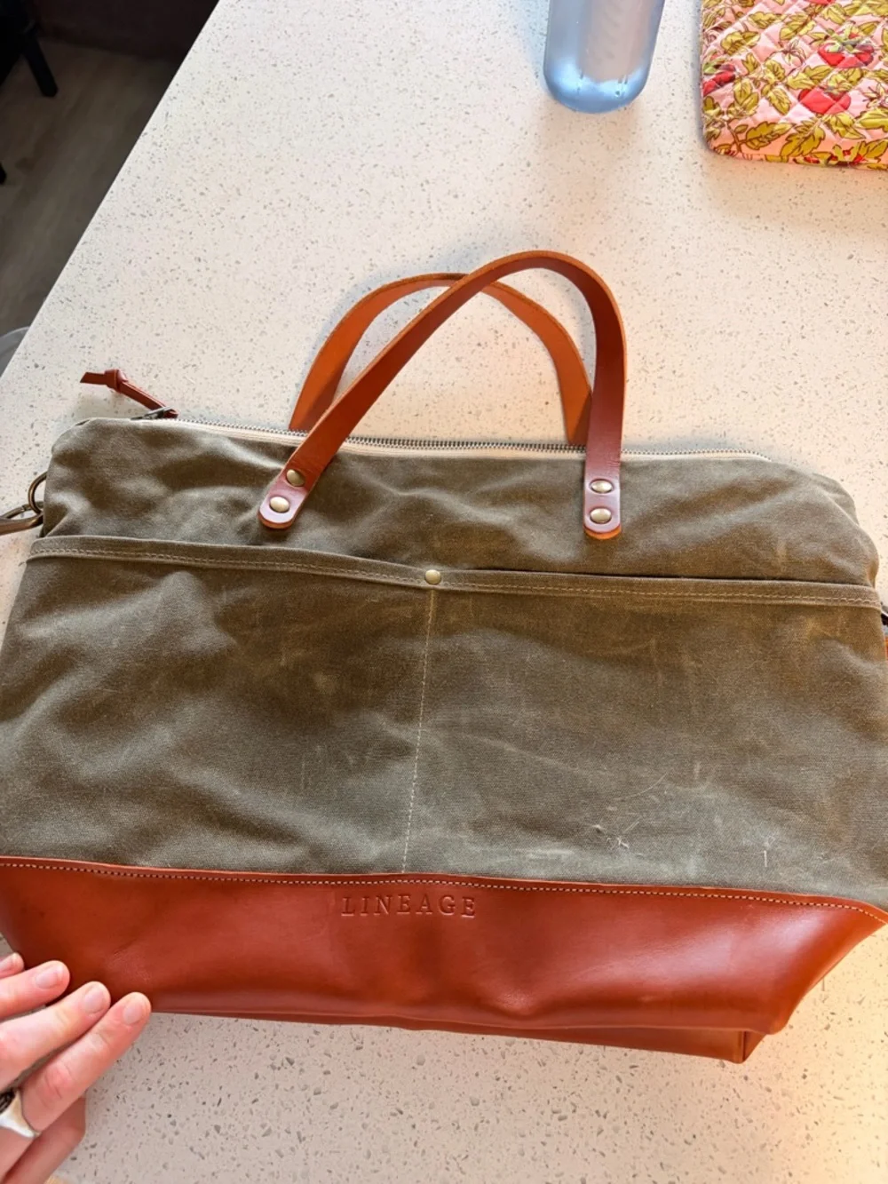 Olive Canvas & Brown Leather Men’s Carryall